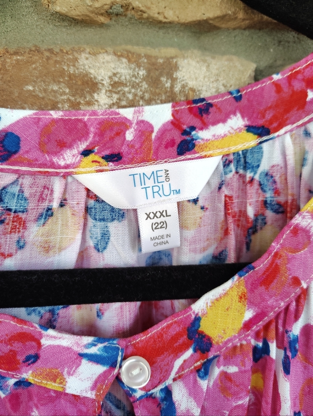 Time & Tru NWT Women's Pink Floral Ruffle Sleeve Tank Top Sz XXL (22) Summer - Picture 3 of 9